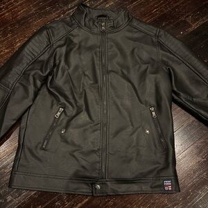 Phat Farm Boys size 14/16 Black Faux Leather Zip Jacket